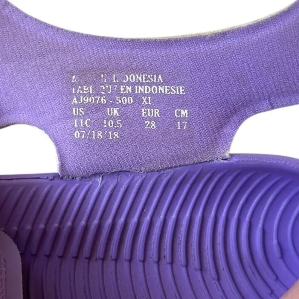 Nike Sunray Adjust 5 Sandals Girls 11C Purple Hook & Loop Water Shoes AJ9076